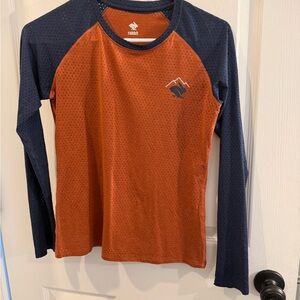 Rabbit Women's Long Sleeve Tee - Orange and Navy